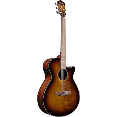 Ibanez Aeg70 Flamed Maple Top Grand Concert Acoustic-Electric Guitar Tiger Burst High Gloss for sale