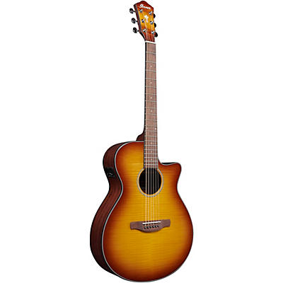 Ibanez Aeg70 Flamed Maple Top Grand Concert Acoustic-Electric Guitar Light Amber Burst for sale