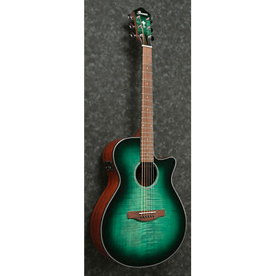 Ibanez Aeg70 Flamed Maple Top Grand Concert Acoustic-Electric Guitar Emerald Burst for sale
