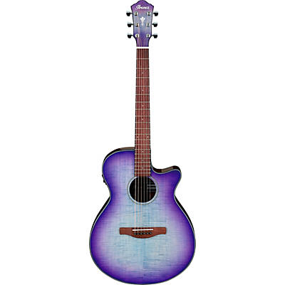 Ibanez Aeg70 Flamed Maple Top Grand Concert Acoustic-Electric Guitar Purple Iris Burst for sale