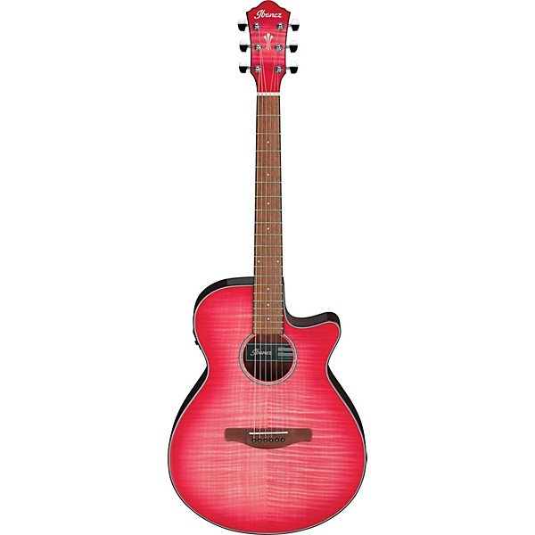 Ibanez AEG70 Flamed Maple Top Grand Concert Acoustic-Electric Guitar Panther Pink Burst