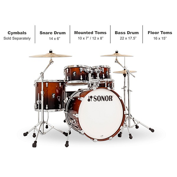 SONOR AQ2 Stage Maple 5-Piece Shell Pack Brown Fade