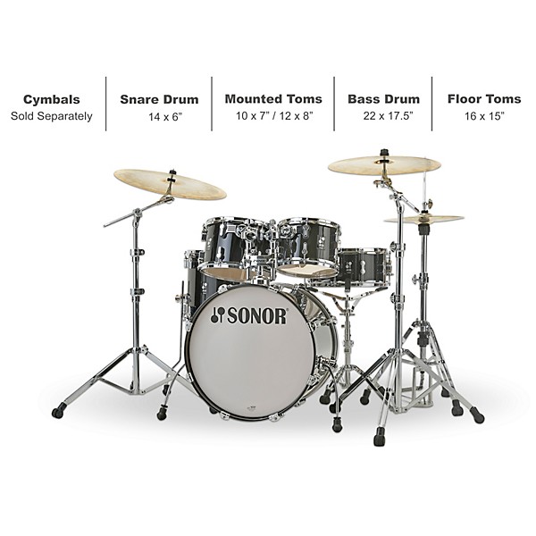 SONOR AQ2 Stage Maple 5-Piece Shell Pack Transparent Black
