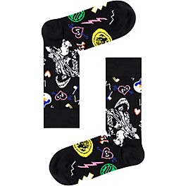 Happy Socks Linda and Johnny Black Guitar Socks Small Happy Socks Linda and Johnny Black Guitar Socks Large