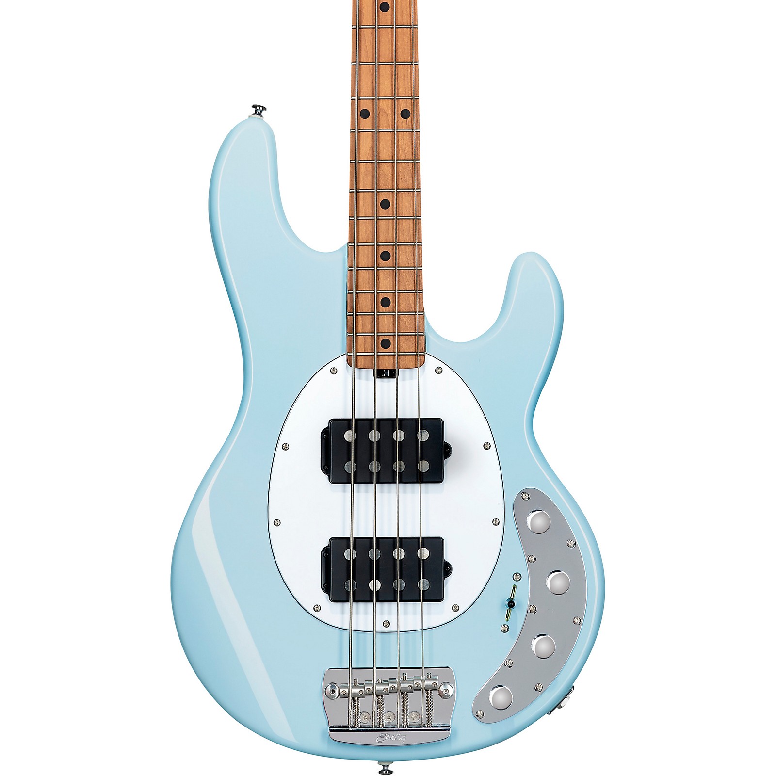 Sterling by Music Man StingRay Ray34HH Maple Fingerboard Electric Bass  Daphne Blue