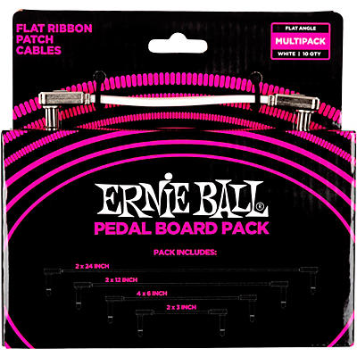 Ernie Ball Flat Ribbon Patch Cables Pedalboard Multi-Pack  White for sale