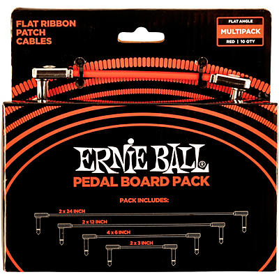 Ernie Ball Flat Ribbon Patch Cables Pedalboard Multi-Pack  Red for sale