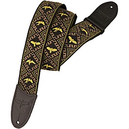 PRS Jacquard Hootenanny Style Guitar Strap, Yellow & Black Birds Yellow