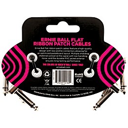 Ernie Ball Flat Ribbon 3-Pack Patch Cables 2.93 inches Black