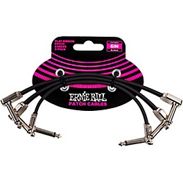 Ernie Ball Flat Ribbon 3-Pack Patch Cables 2.93 inches Black Ernie Ball Flat Ribbon 3-Pack Patch Cables 6 in. Black