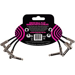 Ernie Ball Flat Ribbon 3-Pack Patch Cables 6 in. Black