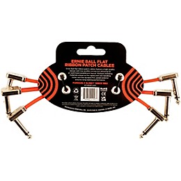 Ernie Ball Flat Ribbon 3-Pack Patch Cables 6 in. Red