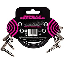 Ernie Ball Flat Ribbon 3-Pack Patch Cables 1 ft. Black