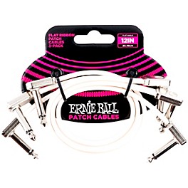 Ernie Ball Flat Ribbon 3-Pack Patch Cables 6 in. Black Ernie Ball Flat Ribbon 3-Pack Patch Cables 1 ft. White