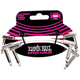 Ernie Ball Flat Ribbon 3-Pack Patch Cables 6 in. Black Ernie Ball Flat Ribbon 3-Pack Patch Cables 3 in. White