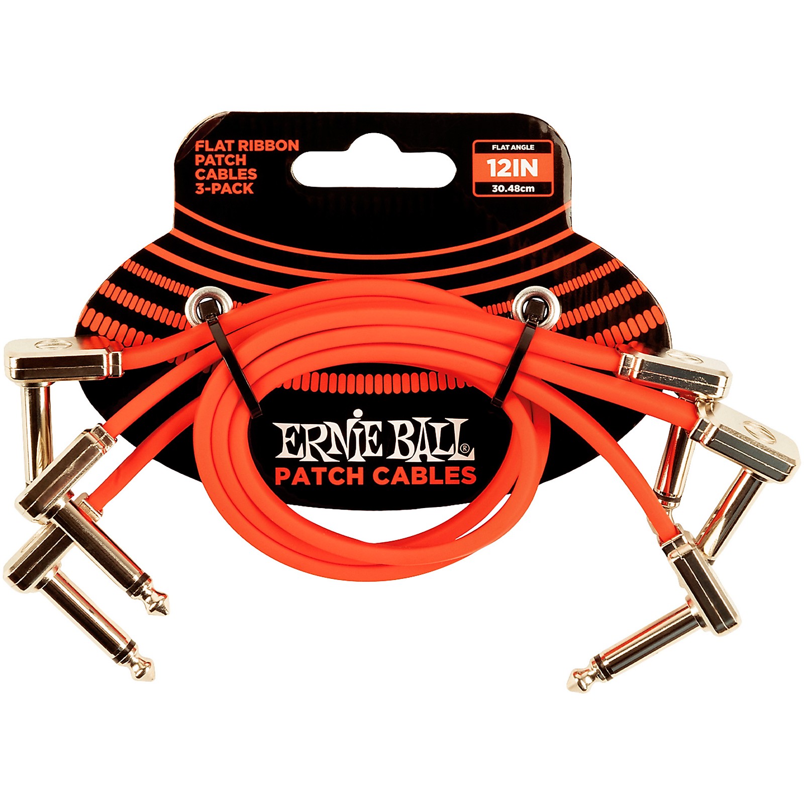 Ernie Ball Flat Ribbon 3Pack Patch Cables 12 in. Red Guitar Center