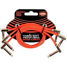 Ernie Ball Flat Ribbon 3-Pack Patch Cables 1 ft. Black Ernie Ball Flat Ribbon 3-Pack Patch Cables 12 in. Red