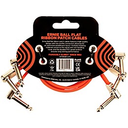 Ernie Ball Flat Ribbon 3-Pack Patch Cables 12 in. Red