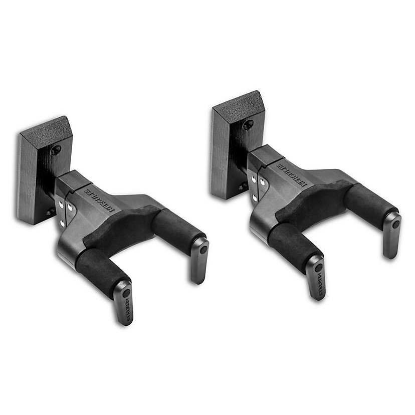 Hercules GSP38WB PLUS Universal AutoGrip Wall Mount Guitar Hanger - Black, 2-Pack