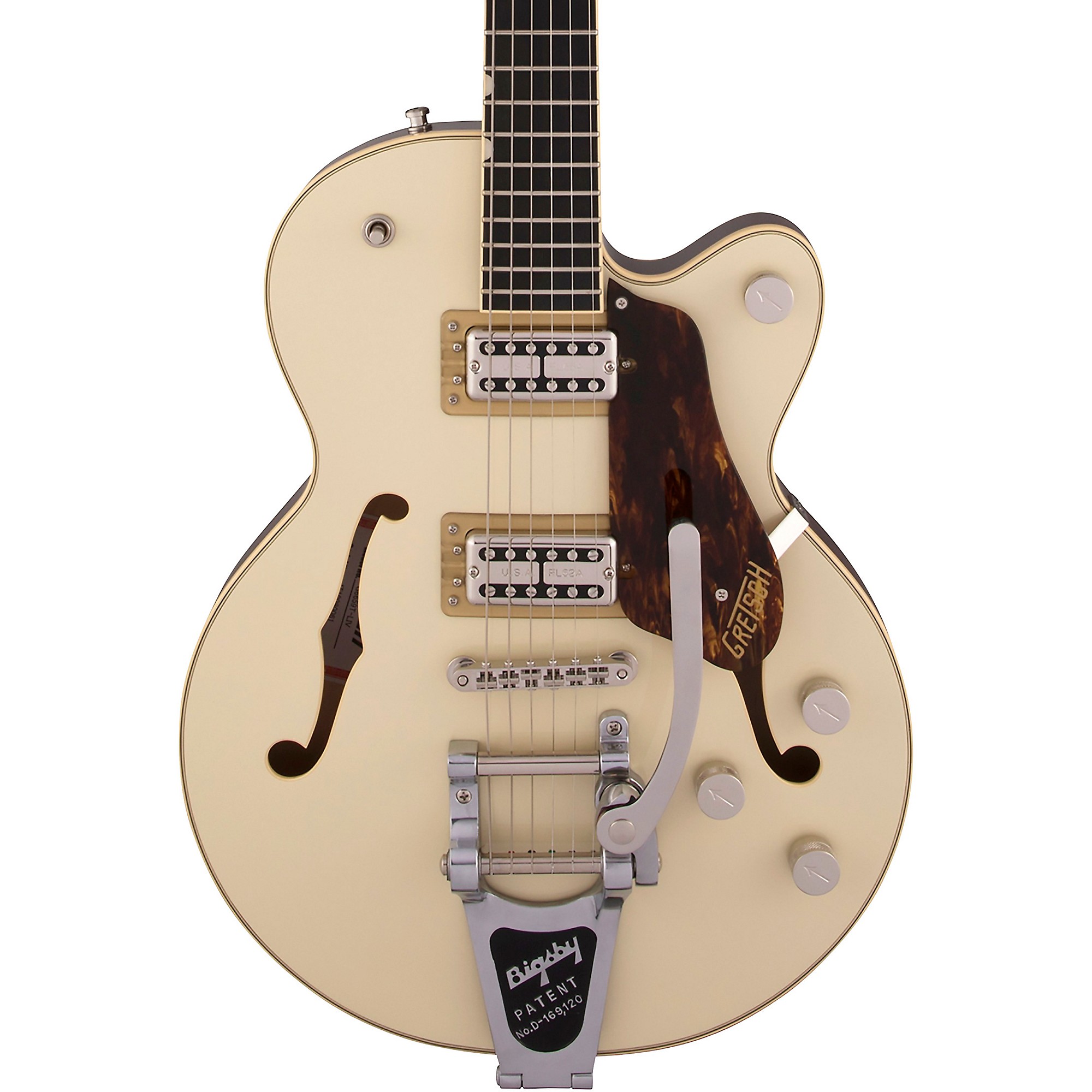 Broadkaster :: G6659TG Players Edition Broadkaster® Jr. Center Block Single- Cut with String-Thru Bigsby® and Gold Hardware, Ebony Fingerboard, Vintage  White