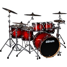 ddrum Dominion Birch 6-Piece Shell Pack With Ash Veneer ... ddrum Dominion Birch 6-Piece Shell Pack With Ash Veneer Red Burst