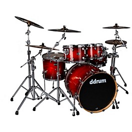 ddrum Dominion Birch 5-Piece Shell Pack With Ash Veneer ... ddrum Dominion Birch 5-Piece Shell Pack With Ash Veneer Red Burst