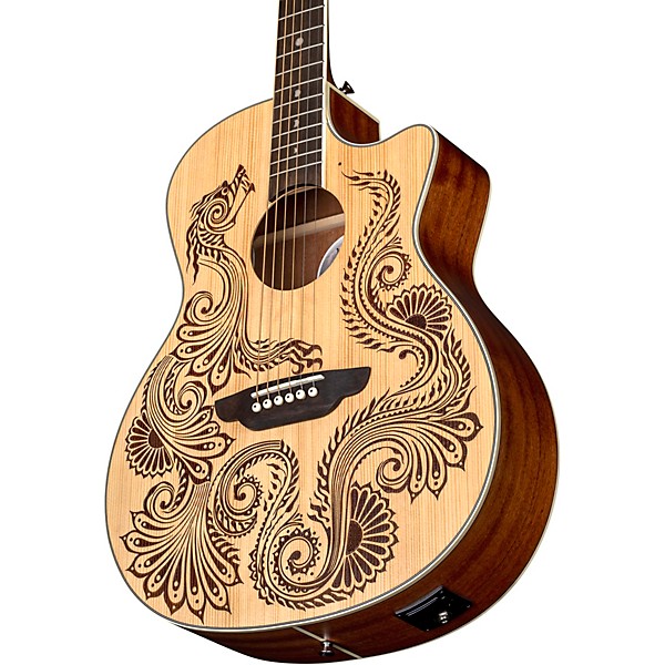 Luna Henna Dragon Select Spruce Acoustic/Electric Guitar Satin Natural