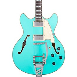 D'Angelico Deluxe DC Semi-Hollow Electric Guitar With D'Angelico Shield Tremolo Matte Surf Green