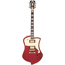 D'Angelico Deluxe Series Ludlow Limited-Edition Solidbody Electric Guitar with USA Seymour Duncan Humbuckers and Stopbar Tailpiece Matte Wine