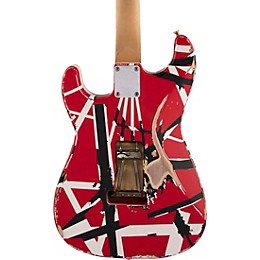 Open Box EVH Striped Series Frankie Electric Guitar Level 2 Red with Black and White Stripes Relic 194744903625