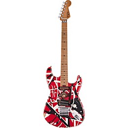 Open Box EVH Striped Series Frankie Electric Guitar Level 2 Red with Black and White Stripes Relic 194744903625