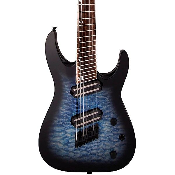 Jackson X Series Soloist Arch Top SLATX7Q MS 7-String Multi-Scale Electric  Guitar Transparent Blue Burst