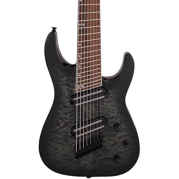 Jackson X Series Soloist Arch Top SLATX8Q MS 8-String Multi-Scale Electric Guitar Transparent Black Burst