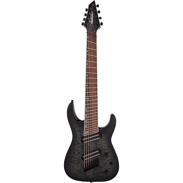 Jackson X Series Soloist Arch Top SLATX8Q MS 8-String Multi-Scale Electric Guitar Transparent Black Burst