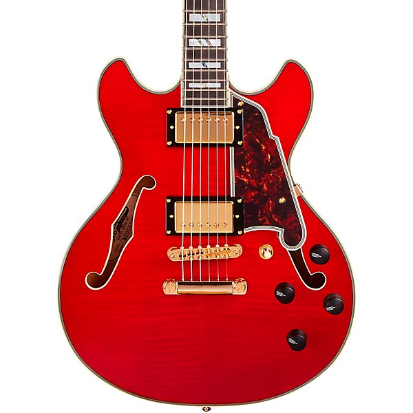 D'Angelico Excel Mini DC Semi-Hollow Electric Guitar Transparent Cherry