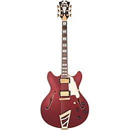 Clearance D'Angelico Deluxe Series DC Semi-Hollow Electric Guitar With USA Seymour Duncan Humbuckers and Stairstep Tailpiece Matte Wine