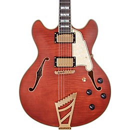 D'Angelico Deluxe Series DC Semi-Hollow Electric Guitar With USA Seymour Duncan Humbuckers and Stairstep Tailpiece Matte Walnut