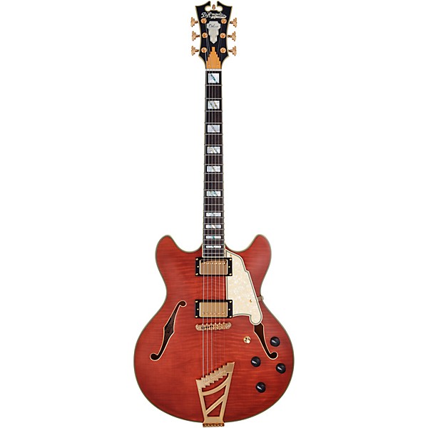 D'Angelico Deluxe Series DC Semi-Hollow Electric Guitar With USA Seymour Duncan Humbuckers and Stairstep Tailpiece Matte W...