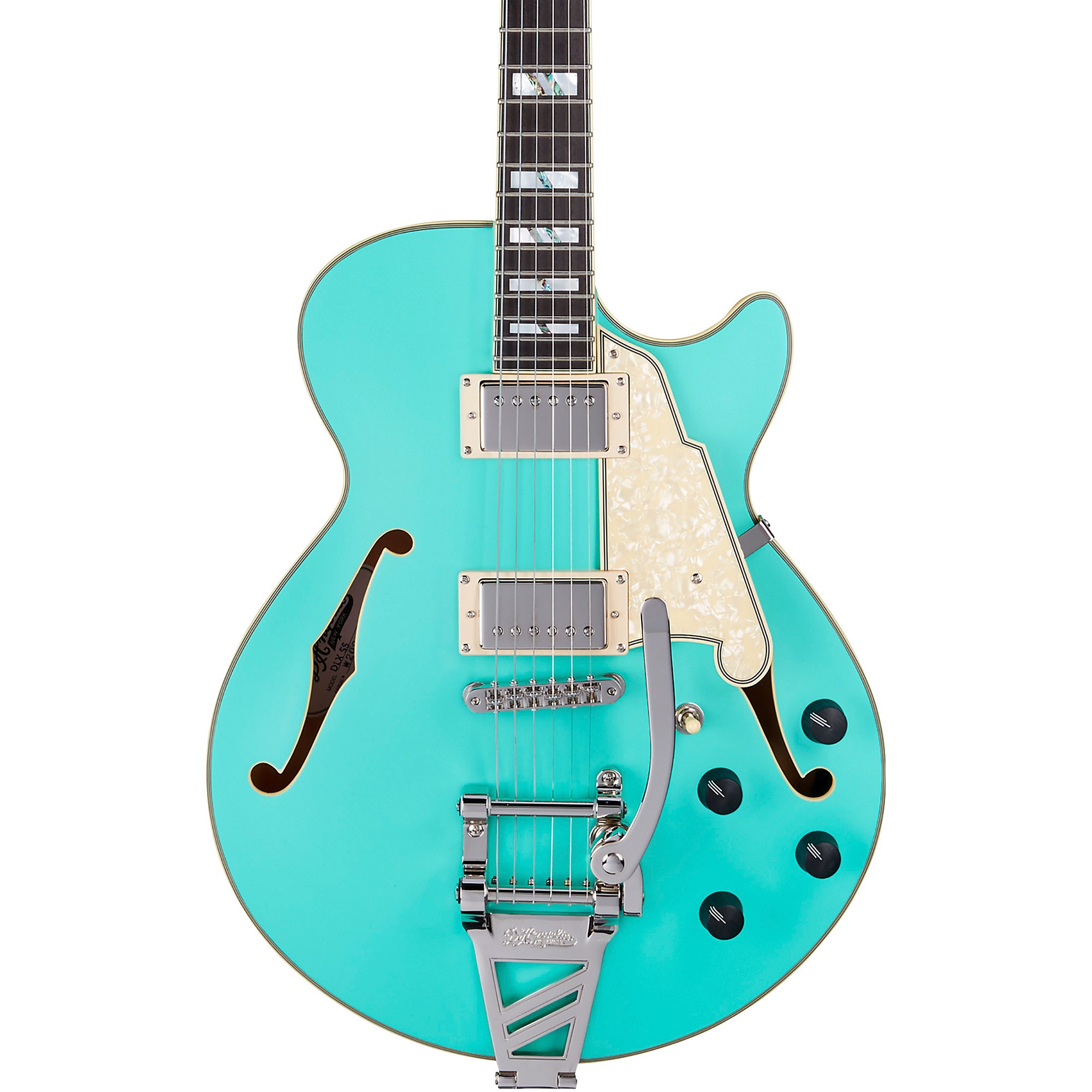 D'Angelico Deluxe SS Semi-Hollow Guitar with Tremolo Matte Surf Green