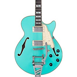 D'Angelico Deluxe SS Semi-Hollow Electric Guitar With D'Angelico Shield Tremolo Matte Surf Green