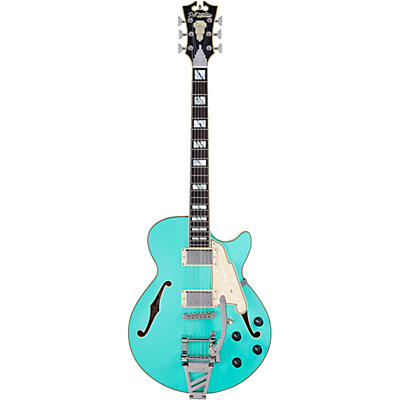 D'angelico Deluxe Ss Semi-Hollow Electric Guitar With D'angelico Shield Tremolo Matte Surf Green for sale