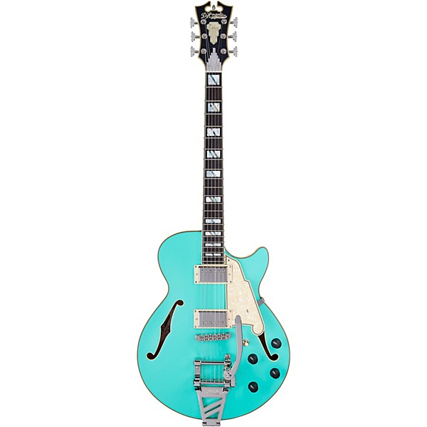 D'Angelico Deluxe SS Semi-Hollow Guitar with Tremolo Matte Surf Green