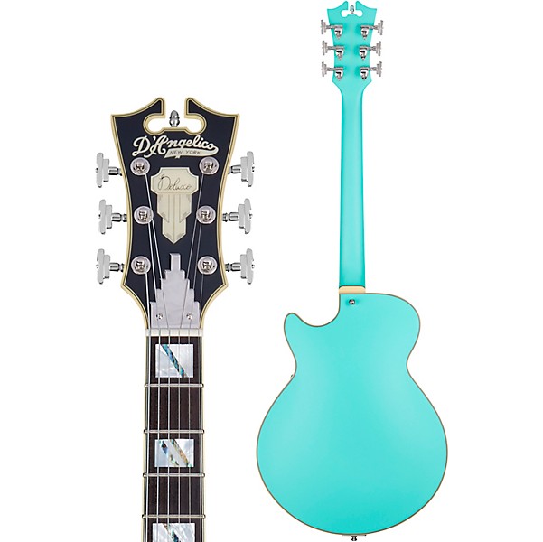 Open Box D'Angelico Deluxe SS Semi-Hollow Electric Guitar with D'Angelico Shield Tremolo Level 1 Matte Surf Green