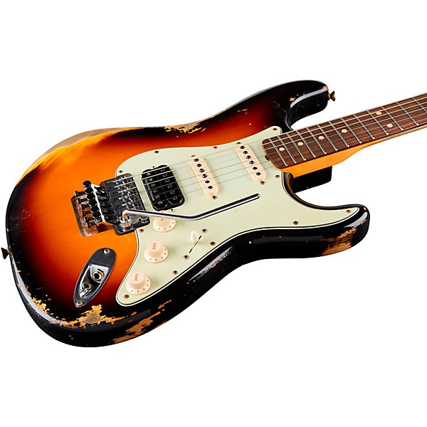 Fender Custom Shop 60 Stratocaster HSS Floyd Rose Heavy Relic Rosewood Fingerboard Electric Guitar 3-Color Sunburst