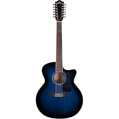 Guild F-2512Ce Deluxe 12-String Cutaway Jumbo Acoustic-Electric Guitar Dark Blue Burst for sale