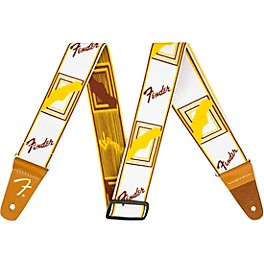 Fender WeighLess Monogram Guitar Strap White, Brown,... Fender WeighLess Monogram Guitar Strap White, Brown, and Yellow 2 in.