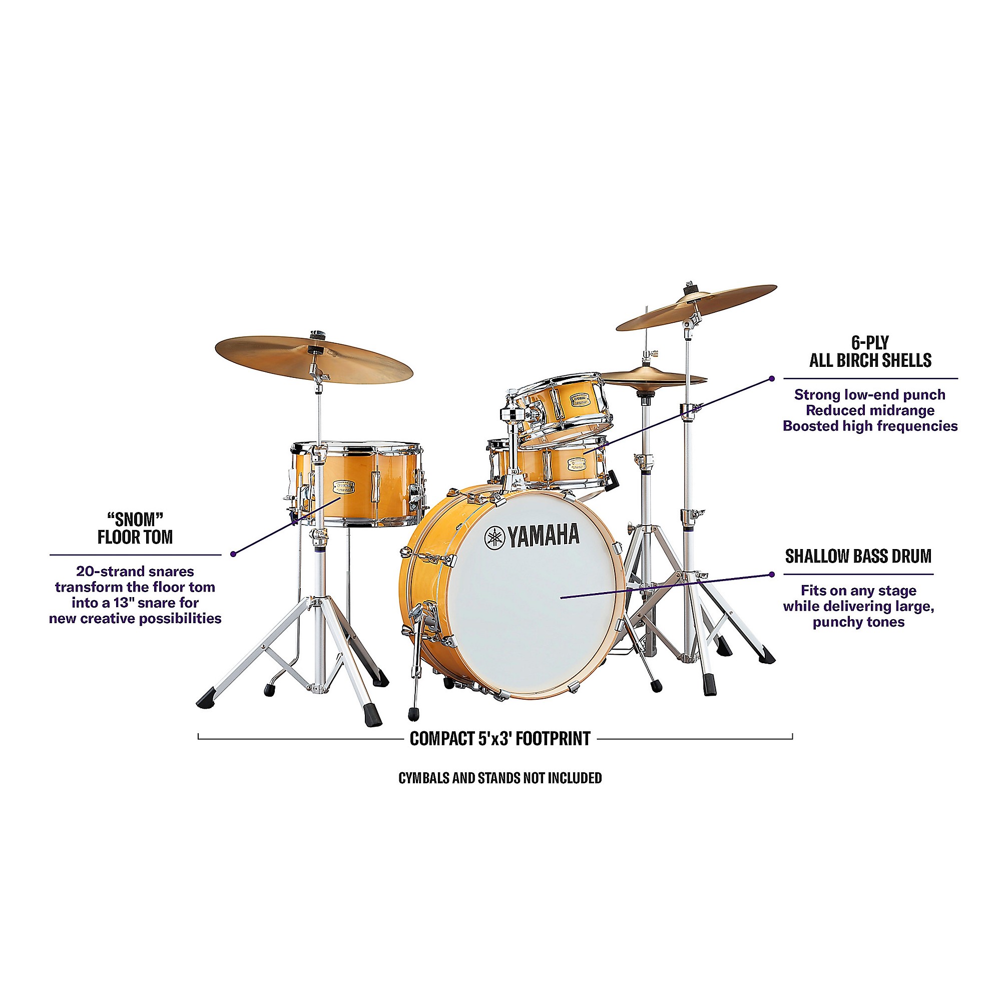 Yamaha Stage Custom Hip 4-Piece Shell Pack - Natural Wood | Guitar