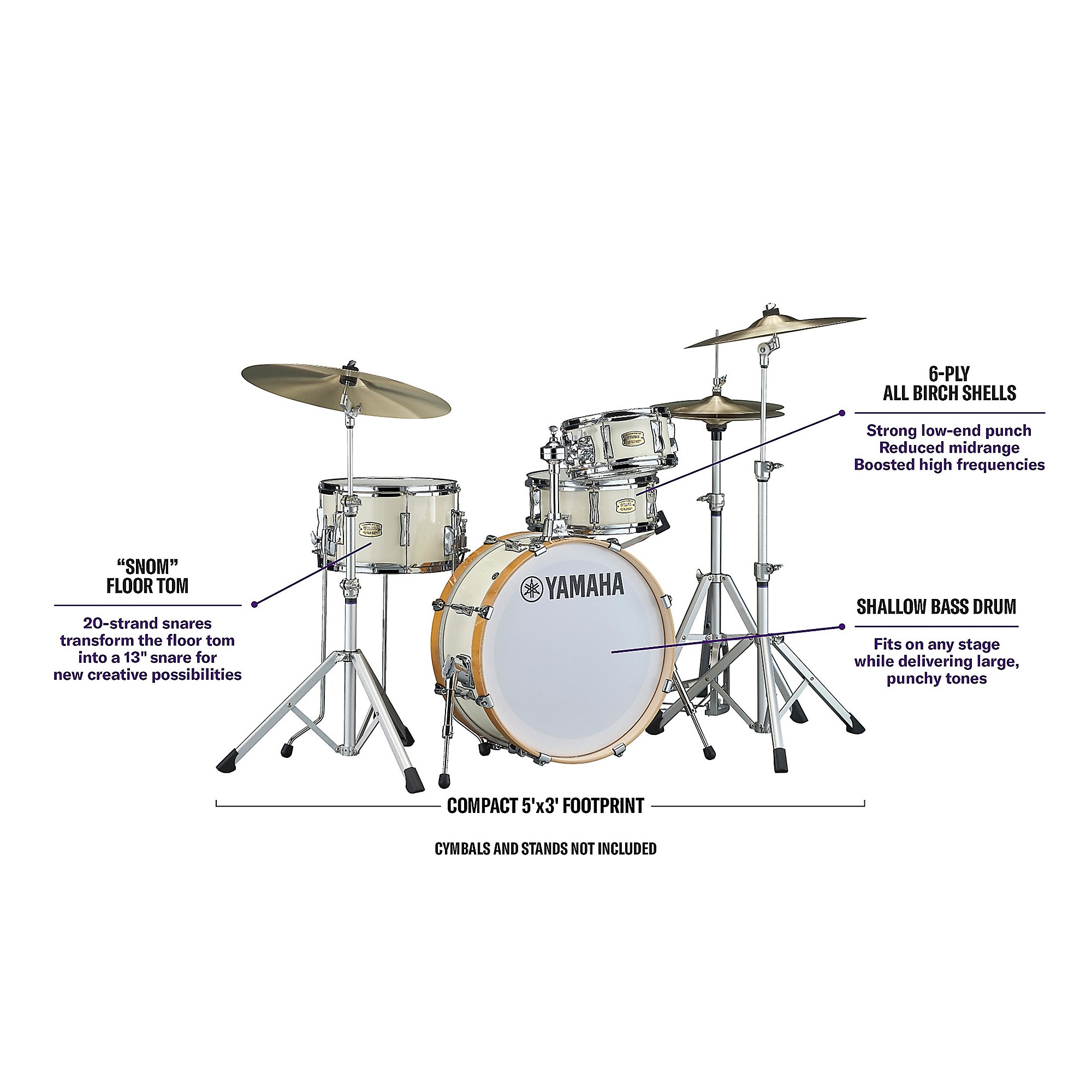 Yamaha Stage Custom Hip 4-Piece Shell Pack - Classic White