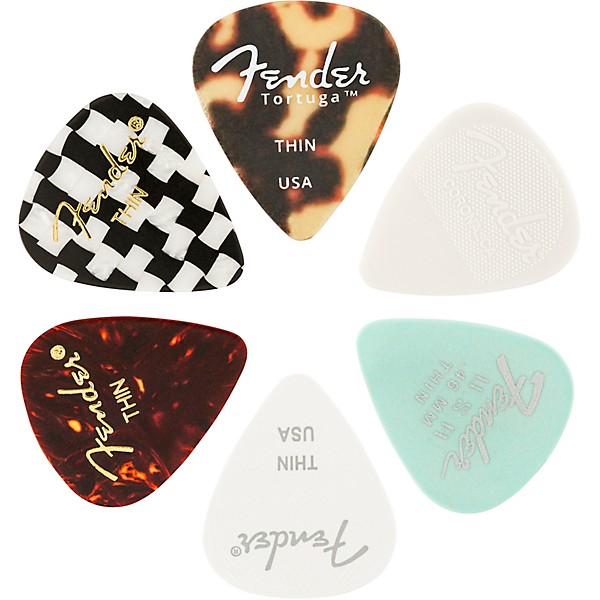 Fender 351 Shape Material Medley Guitar Picks (6-Pack) Thin 6 Pack