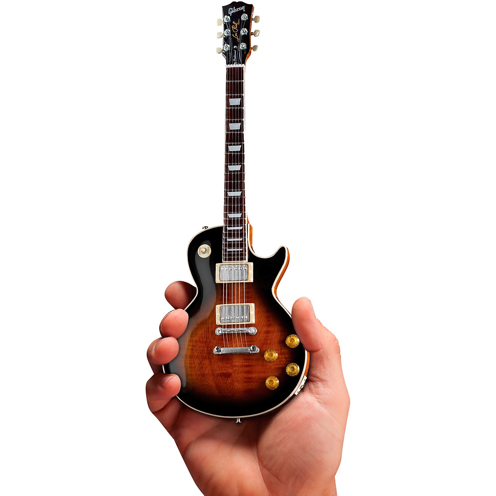 FanMerch Gibson Mini Guitar Les Paul Traditional Tobacco Burst Handcrafted 1:4 Scale Model